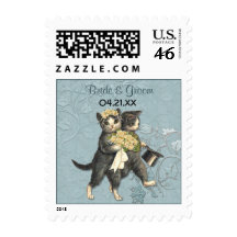 Wedding Cats - Aqua Stamp