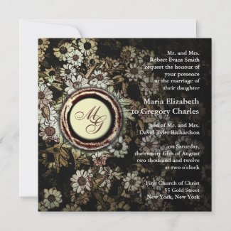 Wedding Ceremony Invitation Sepia Vintage Flowers invitation