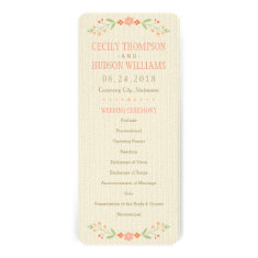 Wedding Ceremony Program | Country Florals Pink Custom Announcements