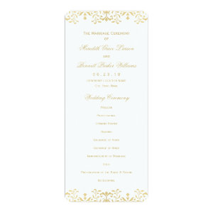 Wedding Ceremony Program | Gold Vintage Glamour 4x9.25 Paper Invitation Card