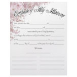 Wedding Certifficate Customized Letterhead