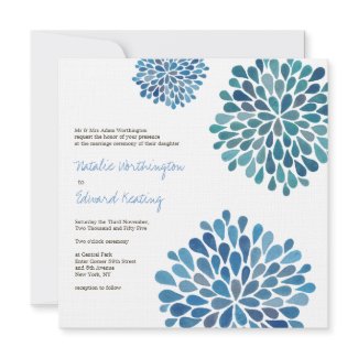 Wedding Cerulean Blue Flower Blooms Invitation
