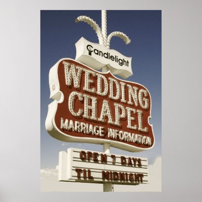 Wedding Chapel Retro Neon Sign Print by Ross Studio