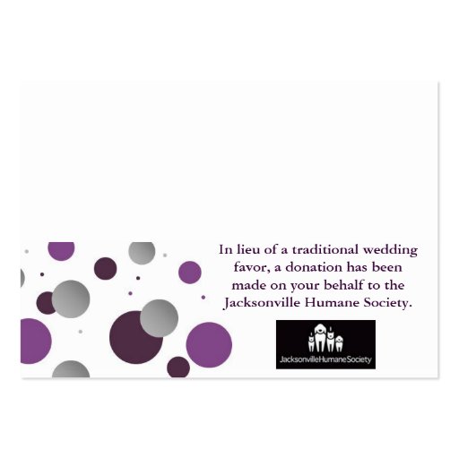 Wedding Charity Favor Card & Place Setting Business Card (front side)