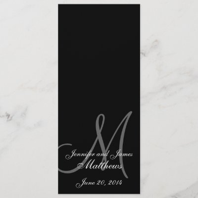 Wedding Church Program Monogram Black White Invite by monogramgallery