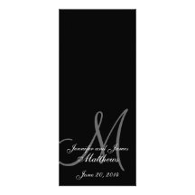 Wedding Church Program Monogram Black & White Invite