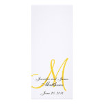 Wedding Church Program Monogram Linen White Yellow Custom Announcements