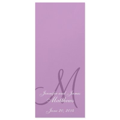Wedding Program Template on Wedding Church Program Monogram Purple White Custom Announcements By