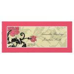 Wedding Church Program - Pink Yellow Floral Swirl Personalized Rack Card