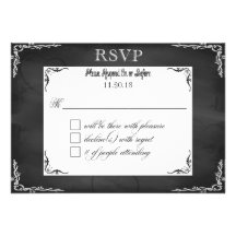 Wedding/Civil Union Chalkboard Typography RSVP Announcement