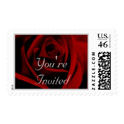 Wedding Classic Red Pearl Grey Postage by Horseshoes3