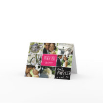 Wedding Collage Thank You Card - Fuchsia