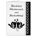 Wedding Congratulations Floral Hearts Birds German Greeting Card