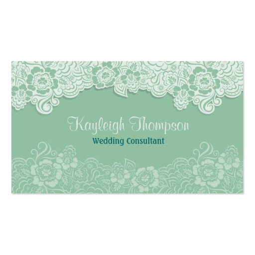 Wedding Consultant - Mint Lace Business Card (front side)