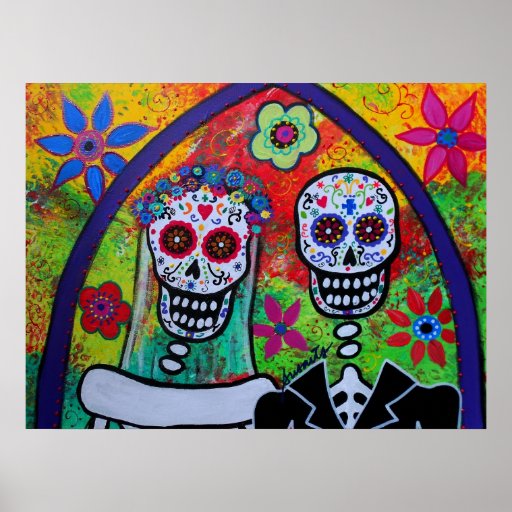 WEDDING COUPLE DAY OF THE DEAD PRINT