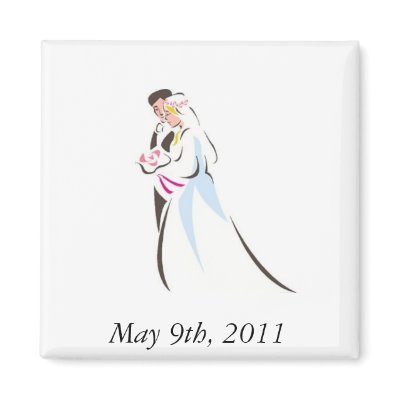 Wedding couple refrigerator magnets