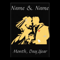 Wedding Couple silhouette, edit text invitations
