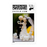 Wedding couple with dogs postage stamps