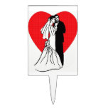 Wedding Couple with Heart Cake Pick