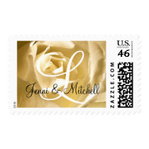 Wedding Cream Rose Monogram Names Stamp