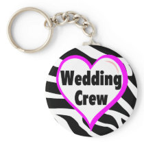 Wedding Crew (Heart Zebra Stripes) Key Chains