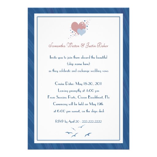 Wedding Cruise Heart Ship Invitation