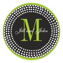 Wedding Custom Monogram & Names Apple Green Label Stickers