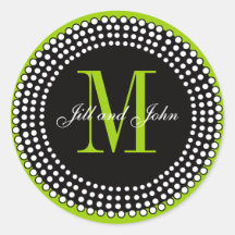 Wedding Custom Monogram & Names Apple Green Label Stickers