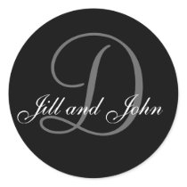 Wedding Custom Monogram & Names Black & Grey Seal Sticker
