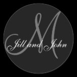 Wedding Custom Monogram & Names Black & Grey Seal Sticker