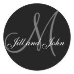 Wedding Custom Monogram & Names Black & Grey Seal Sticker