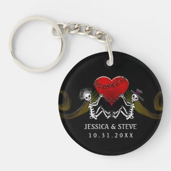 Wedding Customized Keychain - Skeletons With Heart by juliea2010 at Zazzle