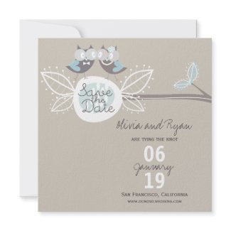 Wedding Cute Owls On Branch Photo Save The Date Personalized Announcements