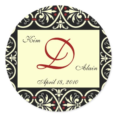 wedding D monogdram Round Stickers