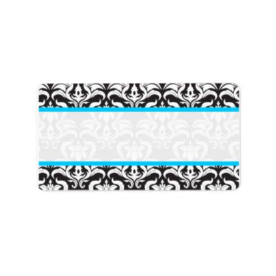 Wedding Damask Light Blue Mailing Labels