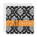 Wedding Damask Monogram Names Orange Invitation invitation