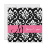 Wedding Damask Monogram Names Pink Invitations