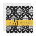 Wedding Damask Monogram Names Yellow Invitation invitation