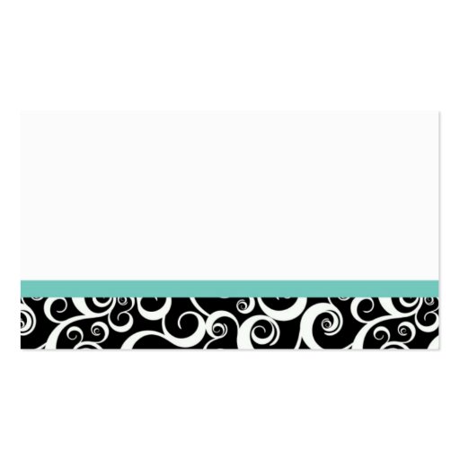 Wedding Damask Swirls Table Place Card in Aqua Business Card Templates (back side)