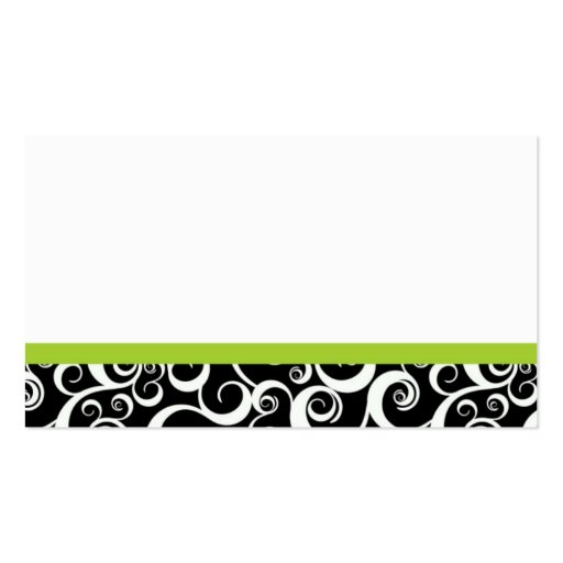 Wedding Damask Swirls Table Place Card in Green Business Cards (back side)