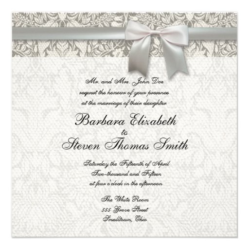 Wedding Damask Vintage White Wedding Old Lace Announcements