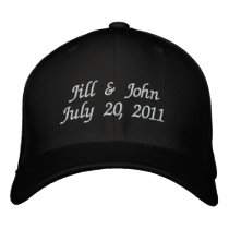 Wedding Date Couple Names Announcement Black Hat embroidered hats