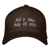 Wedding Date Couple Names Announcement Brown Hat embroidered hats