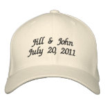 Wedding Date Couple Names Announcement Ivory Hat embroidered hats