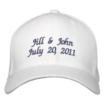 Wedding Date Couple Names Announcement Navy Hat embroidered hats