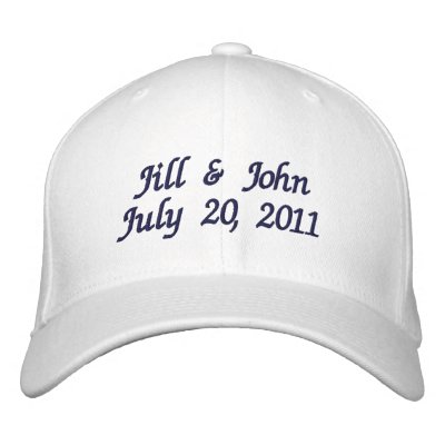 Wedding Date Couple Names Announcement Navy Hat Embroidered Baseball Cap by MonogramGalleryGifts