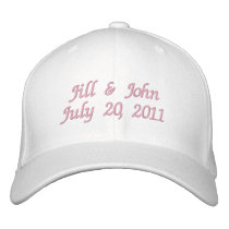 Wedding Date Couple Names Announcement Pink Hat embroidered hats