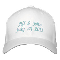 Wedding Date Couple Names Announcement Pink Hat embroidered hats