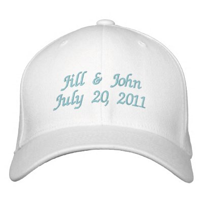 Wedding Date Couple Names Announcement Pink Hat Embroidered Baseball Caps by MonogramGalleryGifts