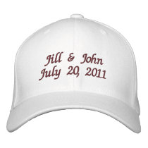 Wedding Date Couple Names Announcement Wine Hat embroidered hats